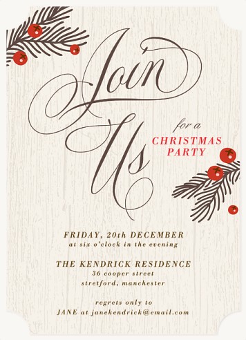 Fanciful Woodland Holiday Party Invitations