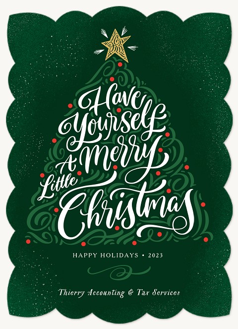 Calligraphic Tree Business Holiday Cards