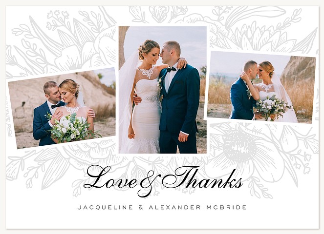 Engraved Bouquet Wedding Thank You Cards