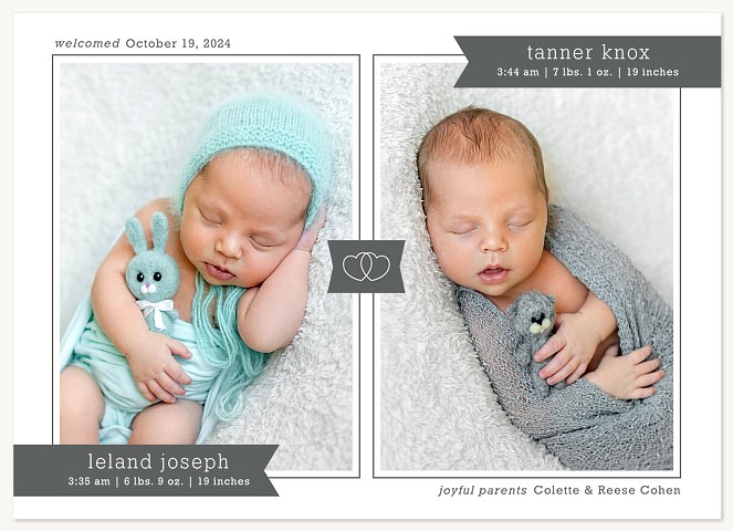 Double Trouble Twin Birth Announcements
