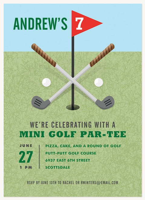 Golf Par-Tee Kids Birthday Invitations
