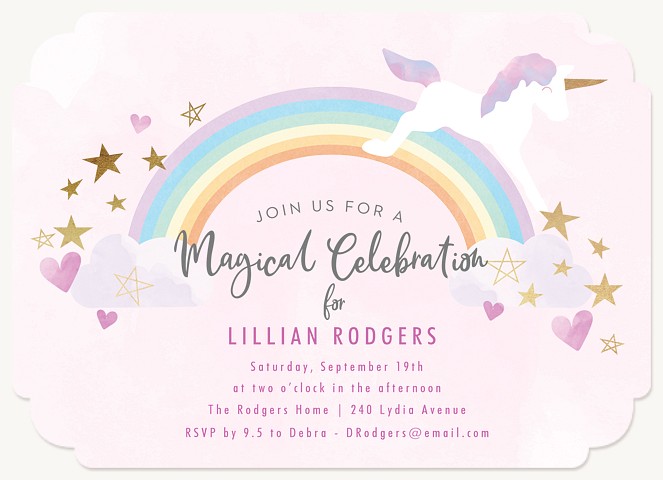 Magical Times Girl Birthday Party Invitations