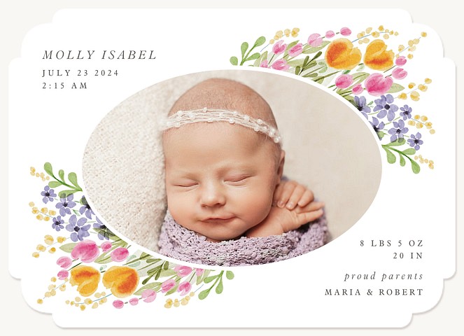 Fresh Bouquet Girl Baby Announcements
