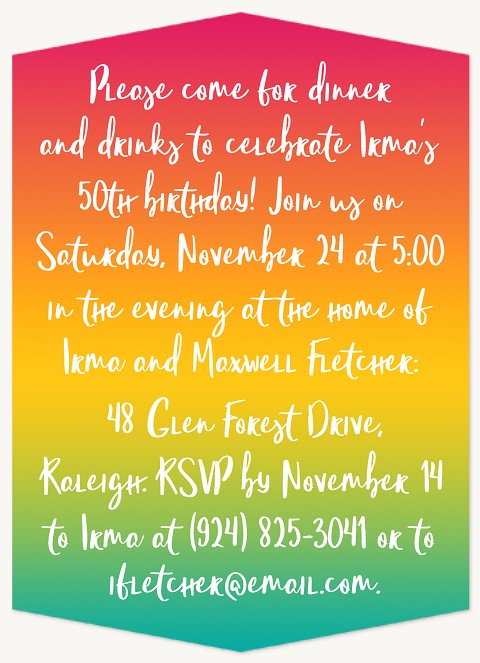 Ombré Poster Adult Birthday Party Invitations