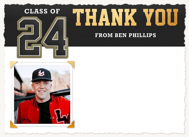 Lettered Jacket Graduation Thank You Cards