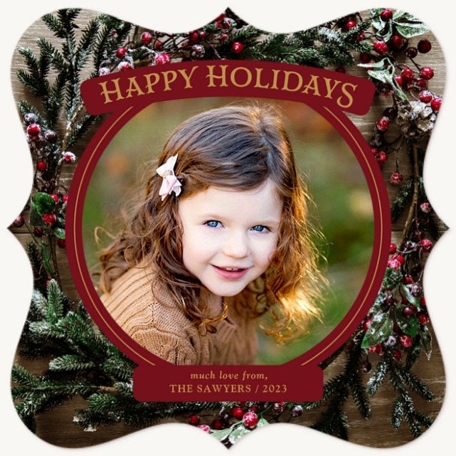 Frosted Wreath Personalized Holiday Cards