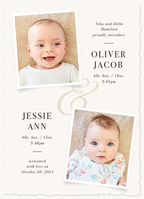 Tranquil Twins Twin Birth Announcements