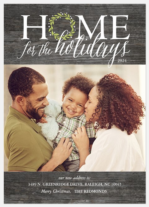 Home Wreath Holiday Photo Cards