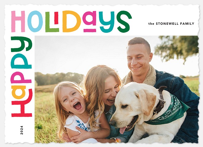Colorful Corner Holiday Photo Cards