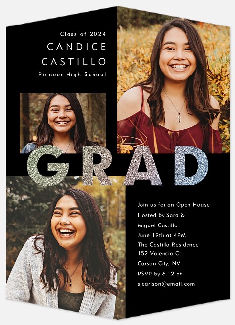 Vivid Glitter Graduation Cards