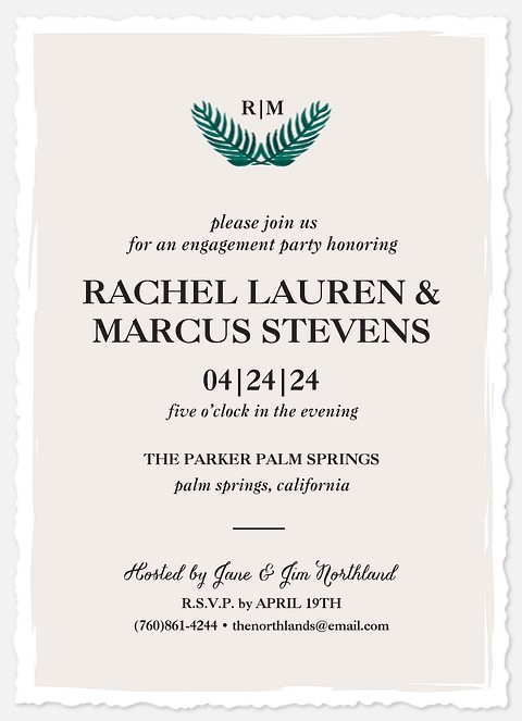 Palm Laurels Engagement Party Invitations