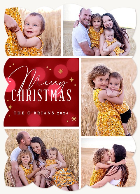 Merry Bokeh Personalized Holiday Cards