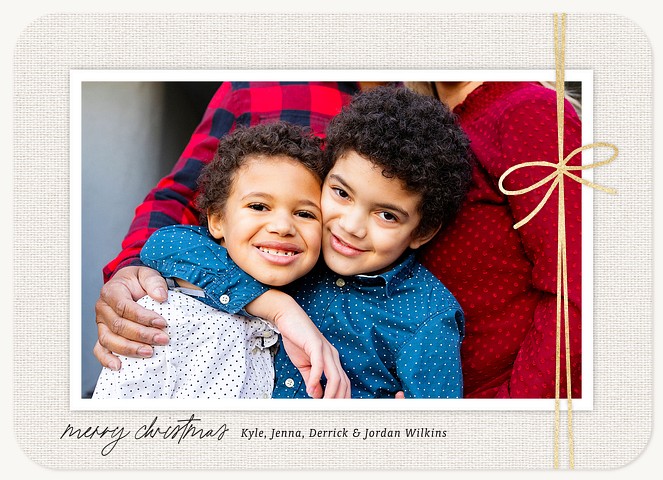 Golden Bow Personalized Holiday Cards