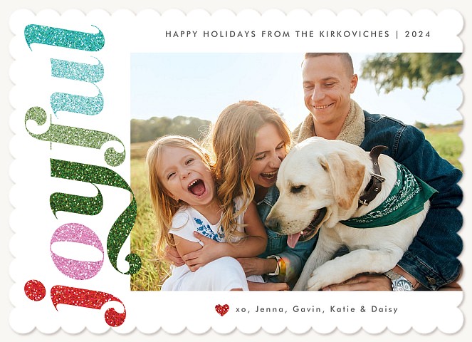 Joyful Glitter Personalized Holiday Cards