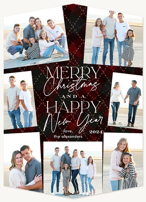 Stitched Plaid Personalized Holiday Cards