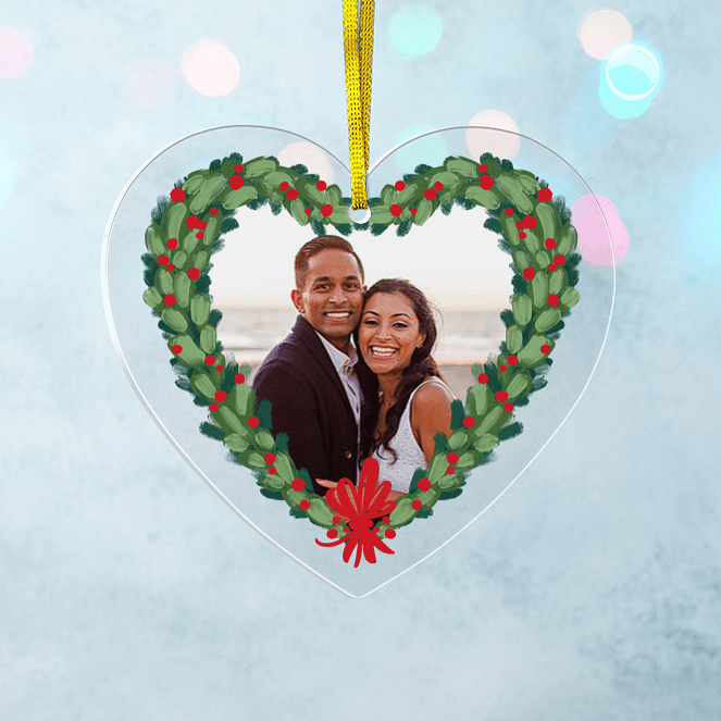Heart Wreath Frame Personalized Ornaments
