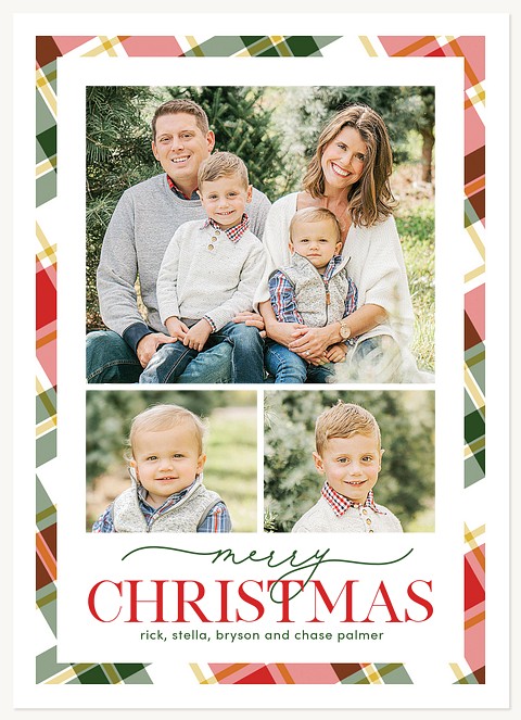 Modern Plaid Personalized Holiday Cards