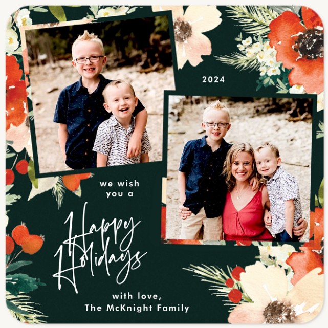 Festive Florals Personalized Holiday Cards