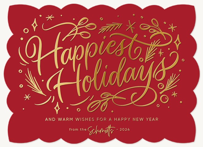 Leaf Lettering Personalized Holiday Cards