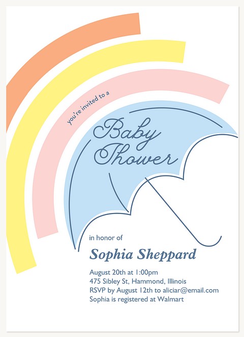 Baby Umbrella Baby Shower Invites