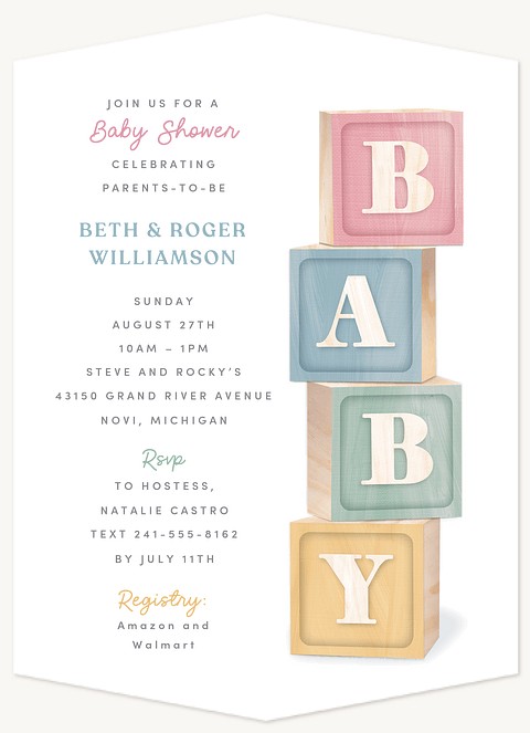 Baby Blocks Baby Shower Invites
