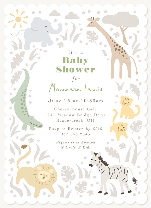 Safari Friends Baby Shower Invites