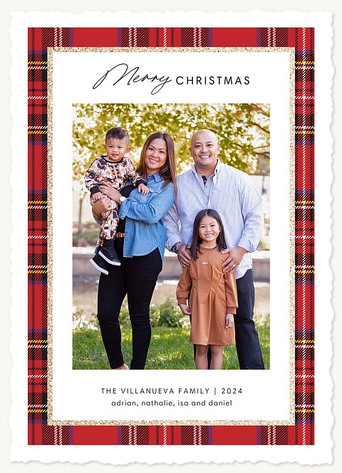 Glitzy Plaid Personalized Holiday Cards