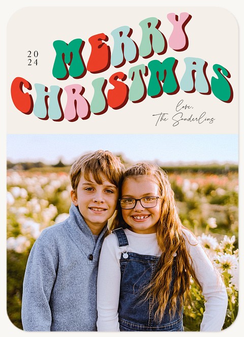Retro Merriment Personalized Holiday Cards