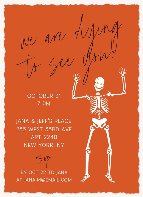 Spooky Scary Skeleton Halloween Party Invitations