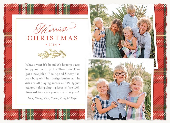 Plaid Letter Personalized Holiday Cards