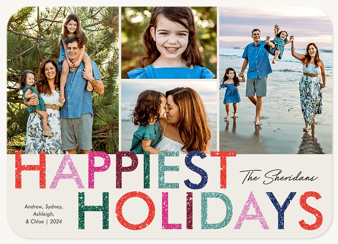 Big Glitter Personalized Holiday Cards