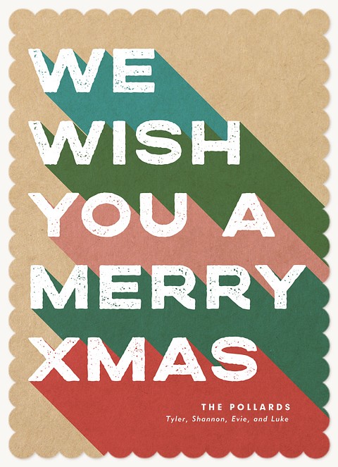 Retro Offset Personalized Holiday Cards