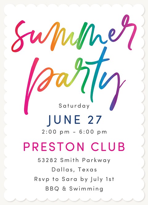 Summer Splash Summer Party Invitations