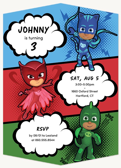 PJ Masks Big Teamup Kids Birthday Invitations