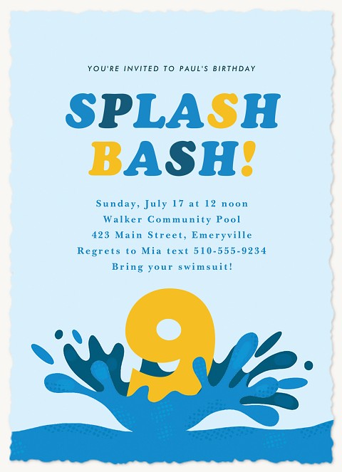Splash Bash Kids Birthday Invitations