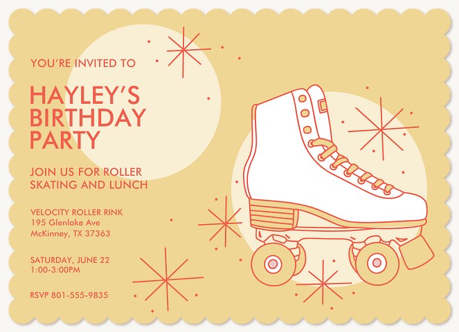 Rollerskate Rendezvous Kids Birthday Invitations