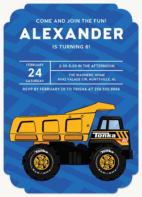 Tonka Rock Truck Kids Birthday Invitations