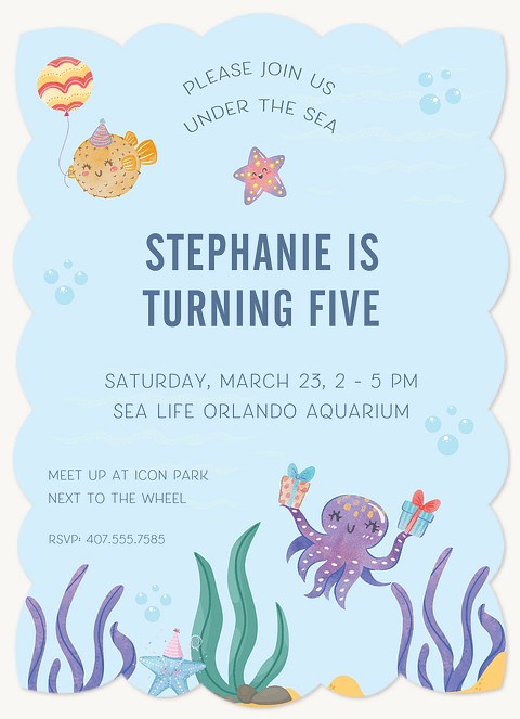 Underwater Fun Kids Birthday Invitations