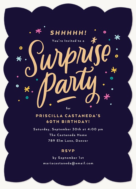 Confetti Surprise Adult Birthday Party Invitations