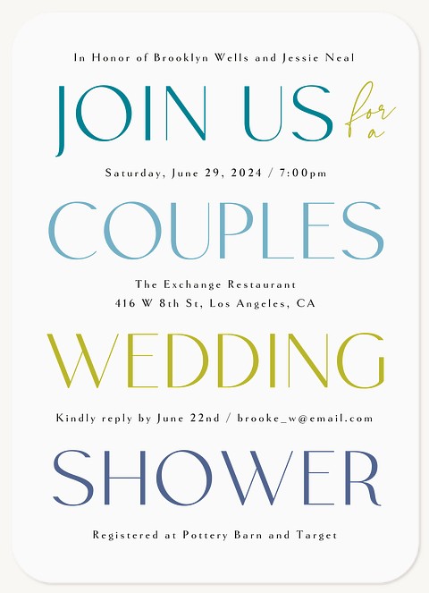 Bold Text Bridal Shower Invitations