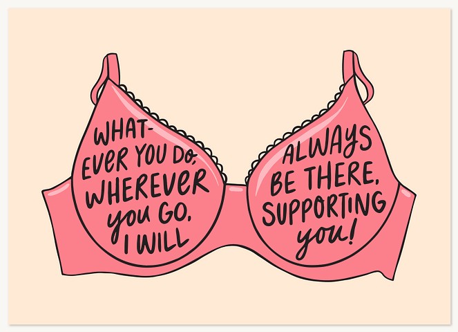 Supportful Bra Greeting Cards