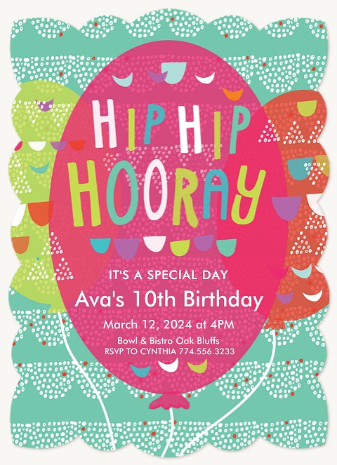 Up, Up & Away Kids Birthday Invitations