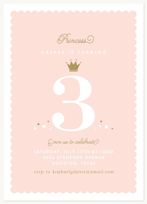 Royal Crown Girl Birthday Party Invitations