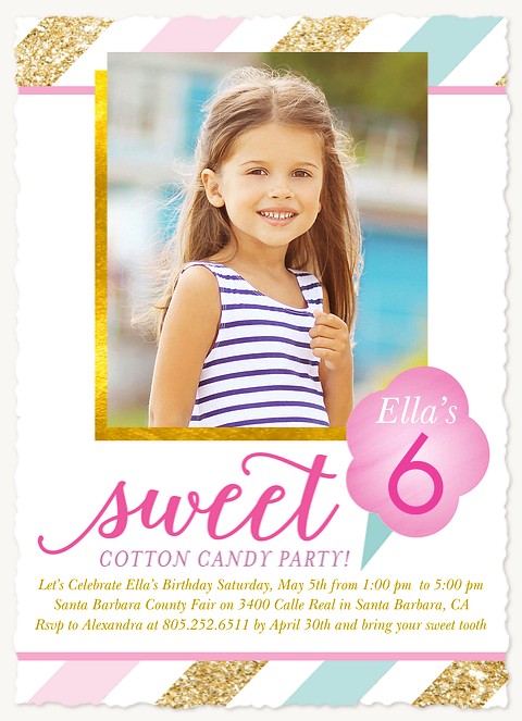 Cotton Candy Dream Kids Birthday Invitations