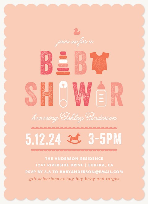 Vintage Essentials Baby Shower Invites