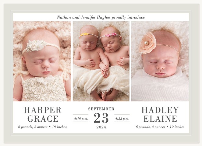 Side by Side Divinity Twin Birth Announcements