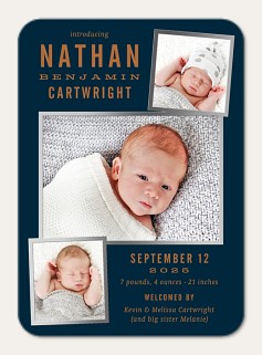 Baby Birth Announcement - boys simple announcement - by Kate Chambers retailer Designs