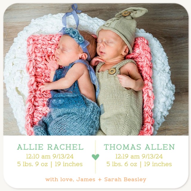 It Takes Two Twin Birth Announcements