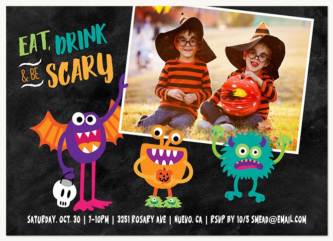 Eat, Drink & Be Scary Halloween Party Invitations