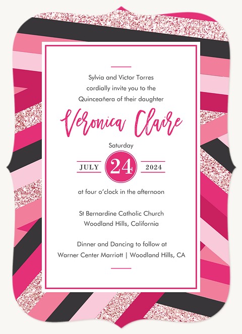 Sassy Stripes Quinceañera Invitations